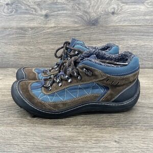 Privo Women's Brown Blue Lace Up Ankle Hiking Boots Shoes Size 9.5 M